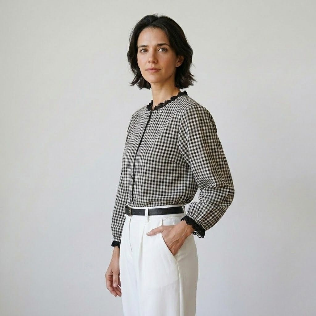 Blusa Clássica com Padrão Quadrícula e Corte Confortável para Uso Diário