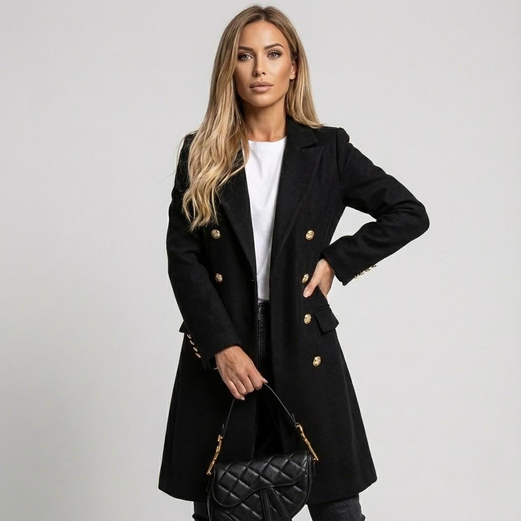 Casaco trench feminino comprido com cinto ajustável