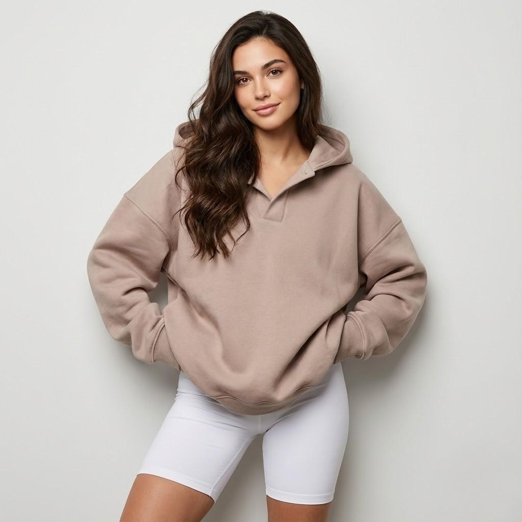 Sweatshirt com capuz em mistura de algodão | Corte oversized | Casual contemporâneo