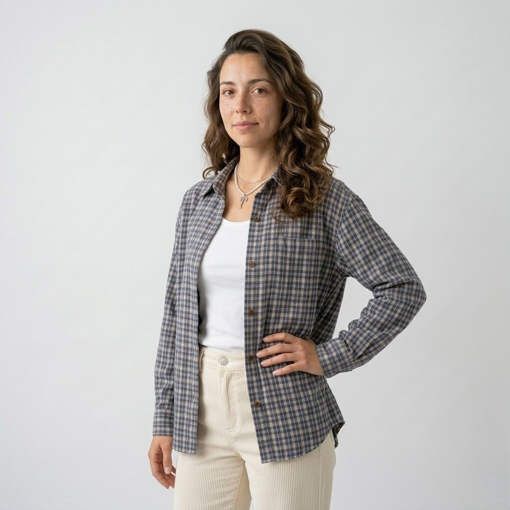 Camisa Casual com Padrão Xadrez e Corte Regular Confortável