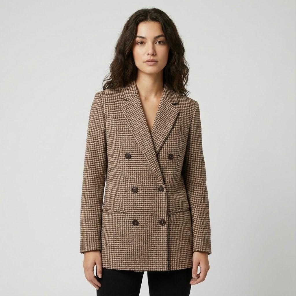 Blazer clássico estampado em mistura de algodão | Corte estruturado | Elegância intemporal