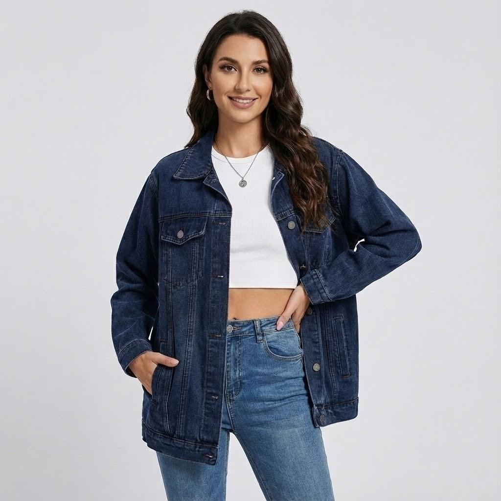 Casaco de ganga oversized em algodão | Corte largo | Estilo urbano descontraído