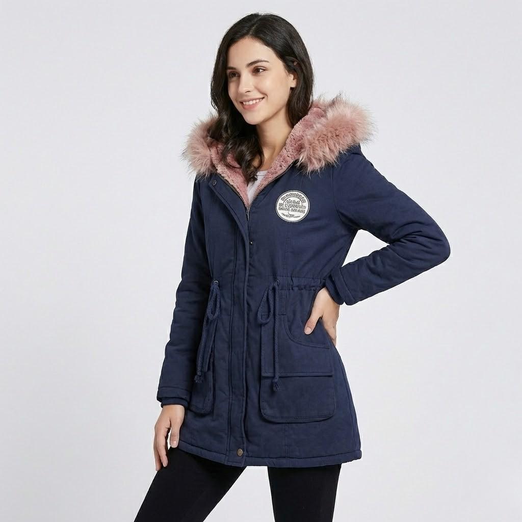 Parka feminina forrada com capuz | Corte ajustável | Conforto urbano de inverno