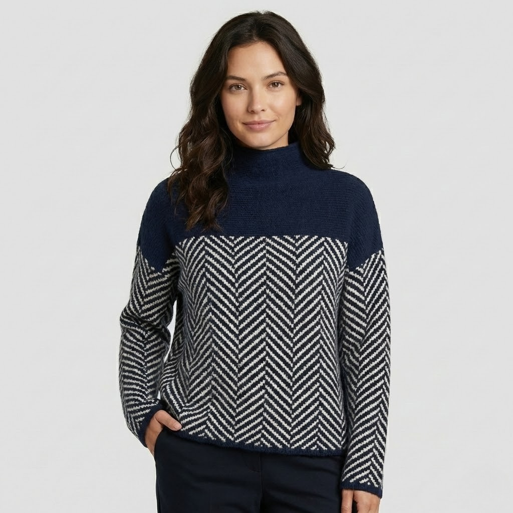 Camisola em mistura de lã suave | Corte solto | Padrão gráfico elegante