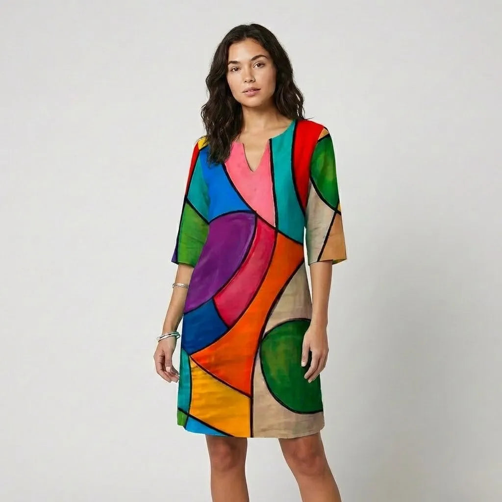 Vestido Midi Fluido | Estampado Degradê | Viscose