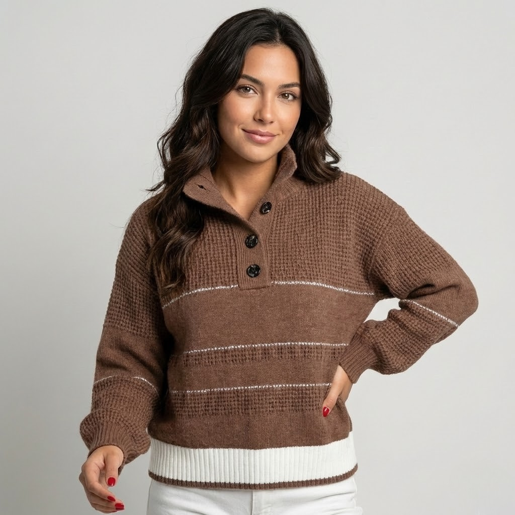 Camisola de malha em mistura de algodão | Corte descontraído | Estilo casual sofisticado