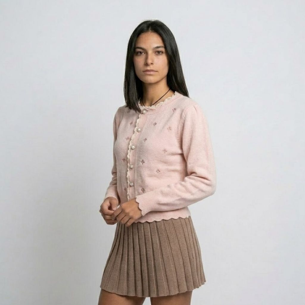 Cardigan de Malha com Botões Decorativos e Corte Delicado Ajustado