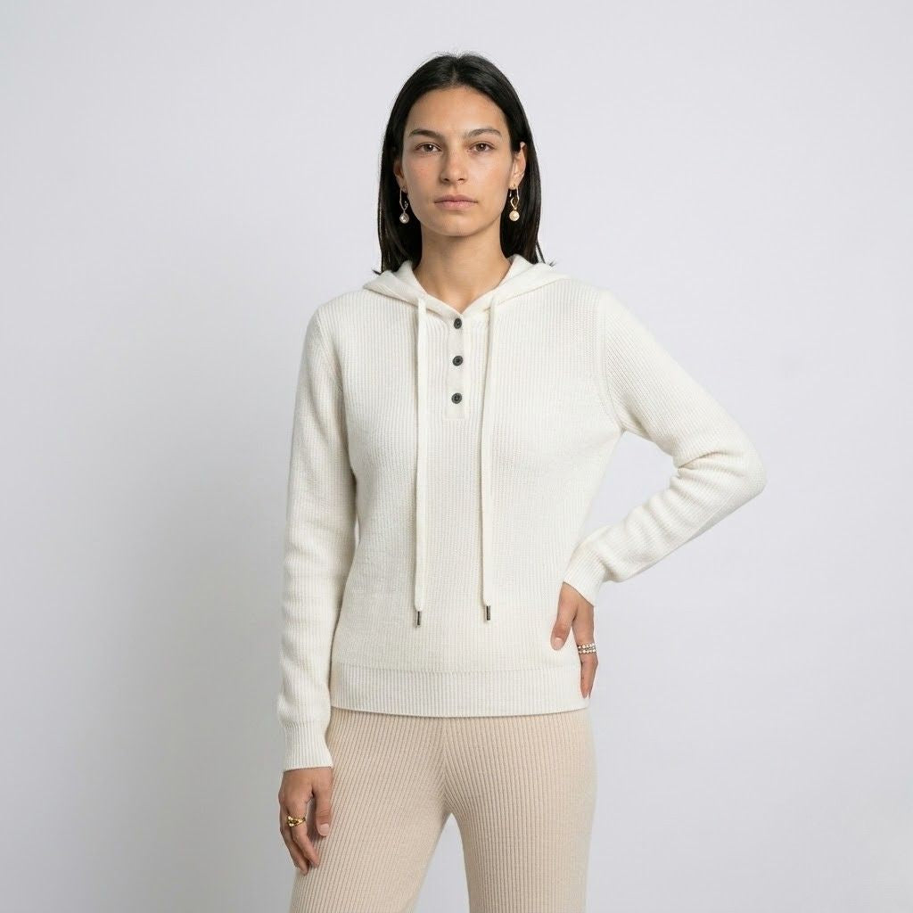 Camisola com Capuz e Botões Frontais para Conforto Diário