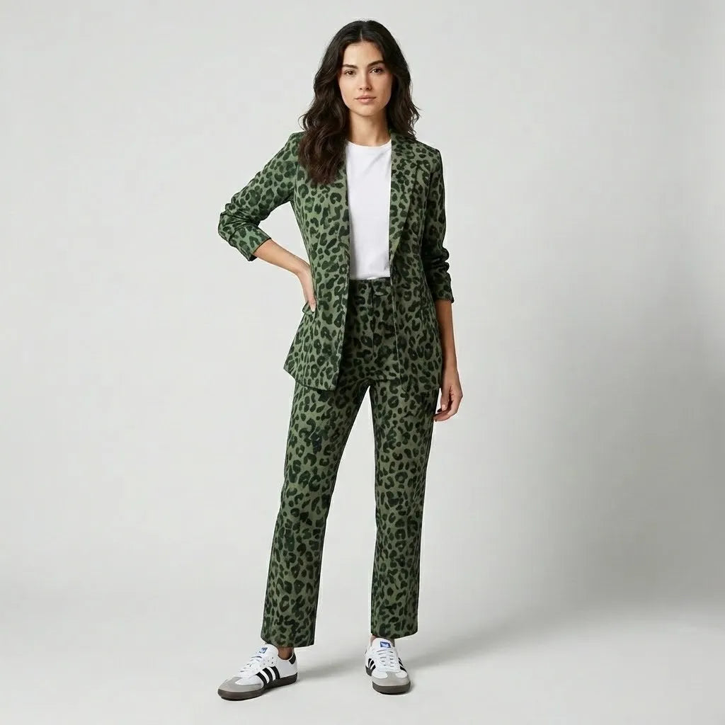 Conjunto Estruturado Feminino com Blazer Elegante e Calça de Corte Direito