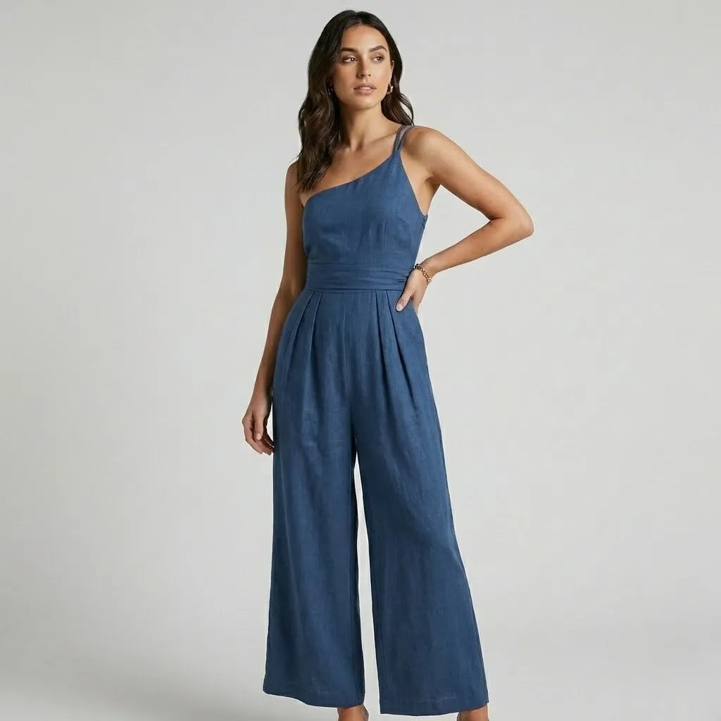 Macacão fluido em mistura de linho | Perna larga | Elegância natural