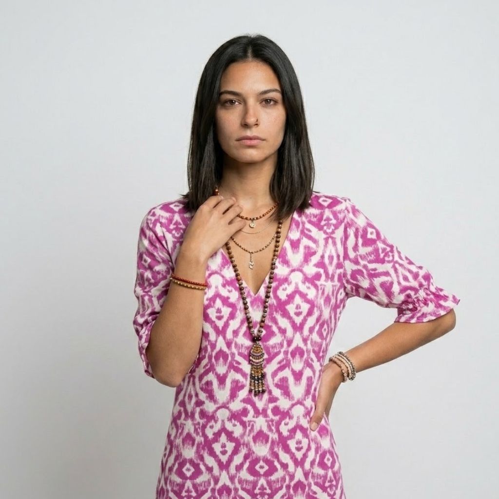 Vestido Midi Fluido com Decote em V para Dias Elegantes
