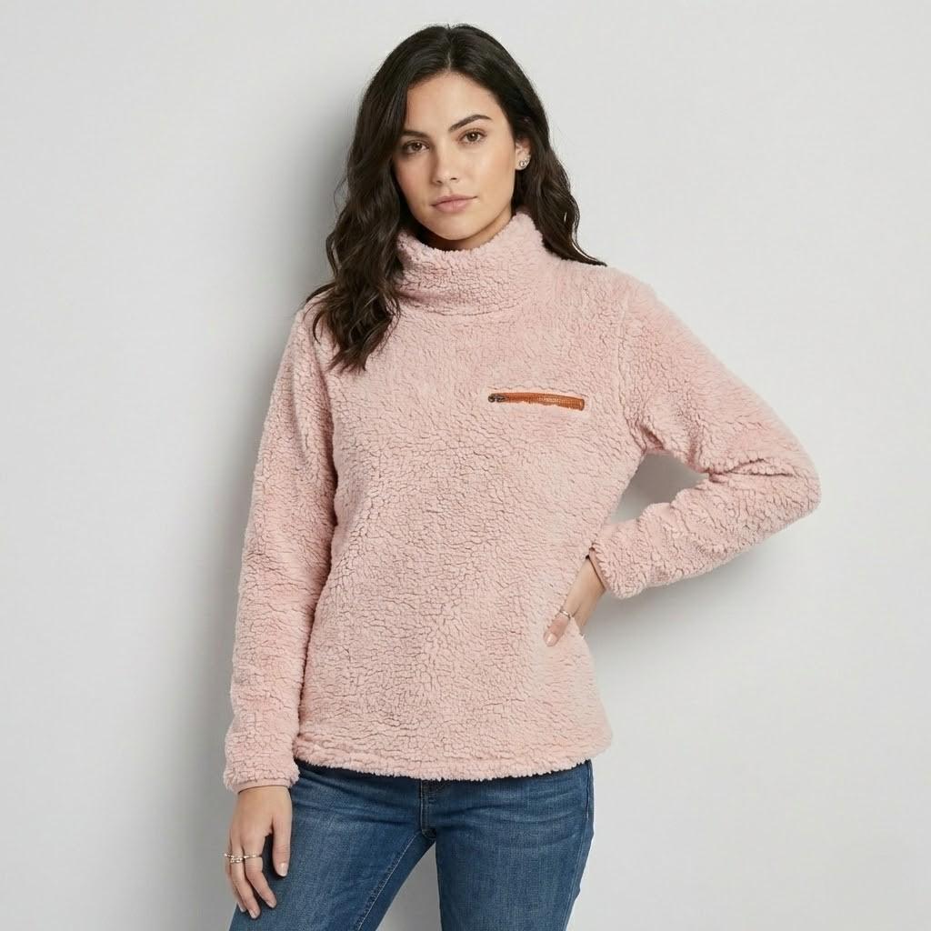 Camisola polar de textura suave | Corte confortável | Bolso com fecho discreto