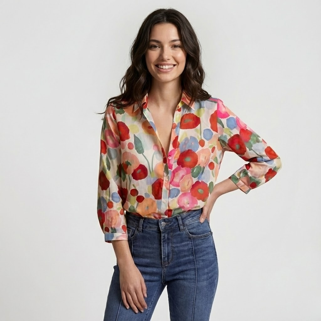 Camisa estampada em algodão suave | Corte descontraído | Elegância casual