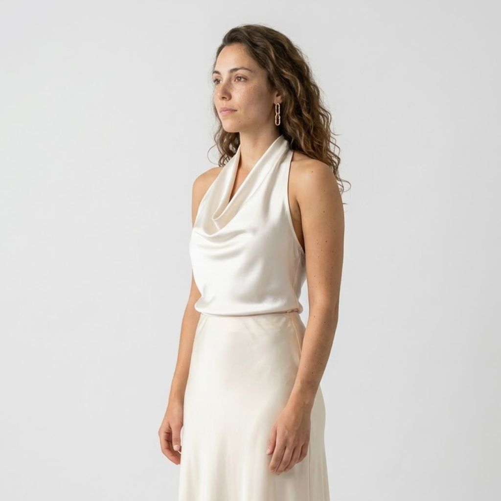 Top Fluido com Decote Drapeado e Corte Elegante Sem Mangas
