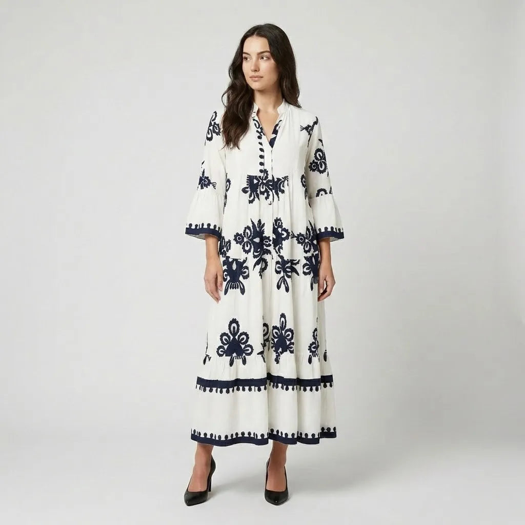 Vestido Midi Fluido | Estampado Boho | Viscose