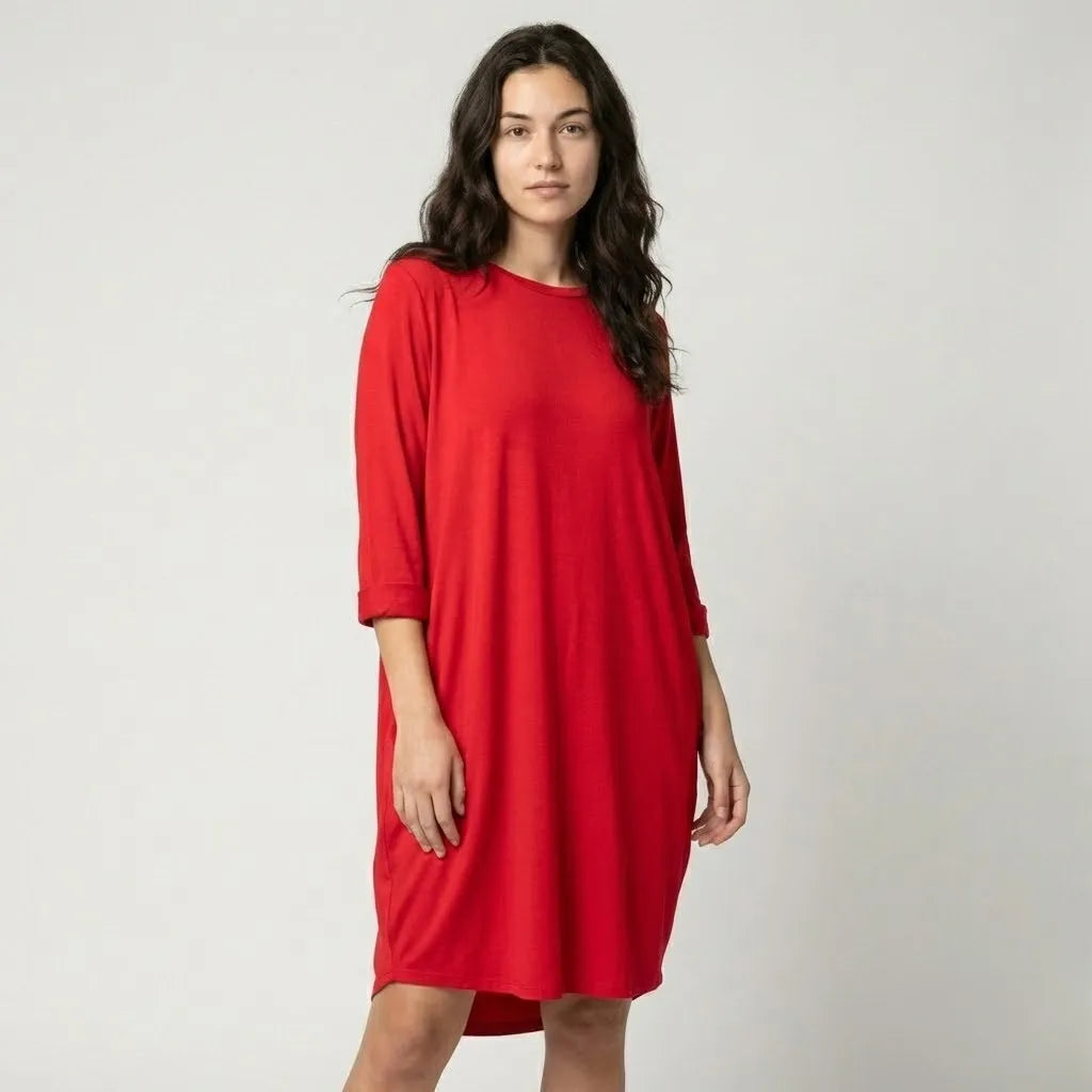 Vestido Midi Oversized | Corte Balão | Mistura de Algodão