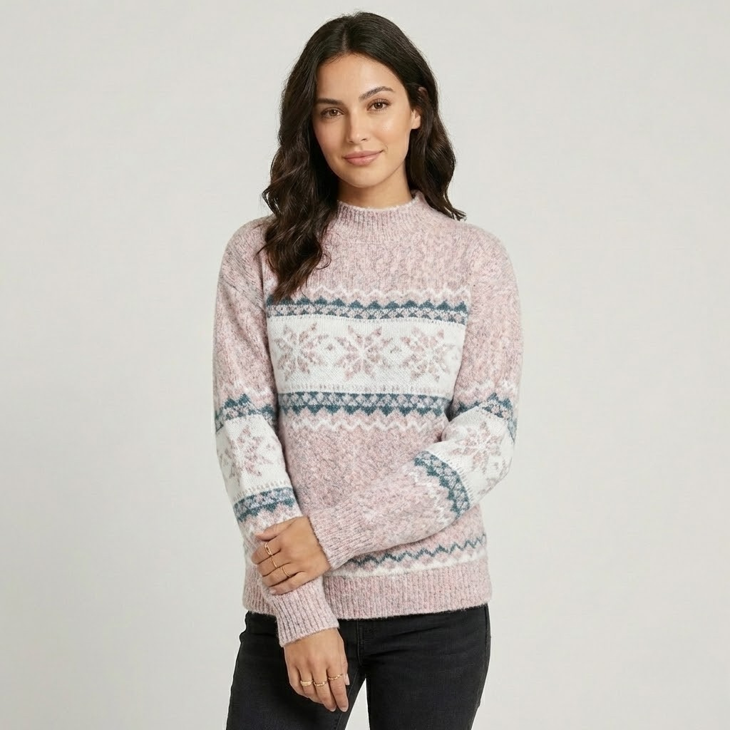 Camisola de malha em mistura de lã | Corte confortável | Padrão nórdico delicado