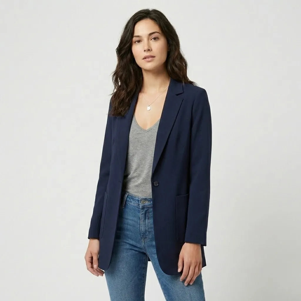 Blazer alongado estruturado em mistura de lã | Corte cintado | Elegância urbana versátil