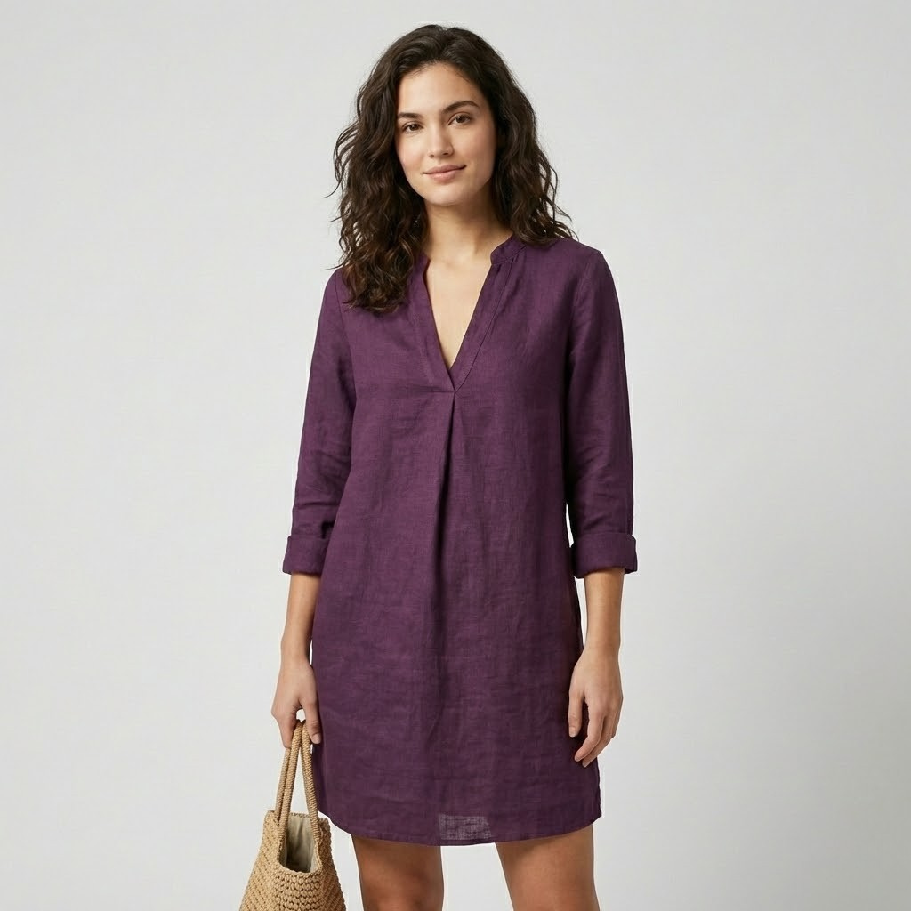 Vestido fluido em linho suave | Corte solto | Elegância natural de verão