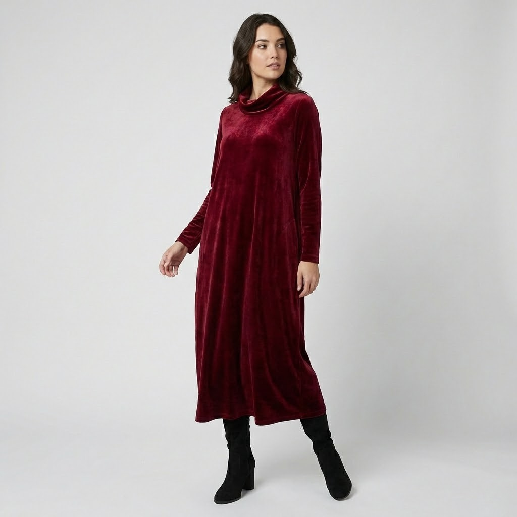 Vestido amplo em veludo suave | Corte solto | Conforto elegante para o dia-a-dia