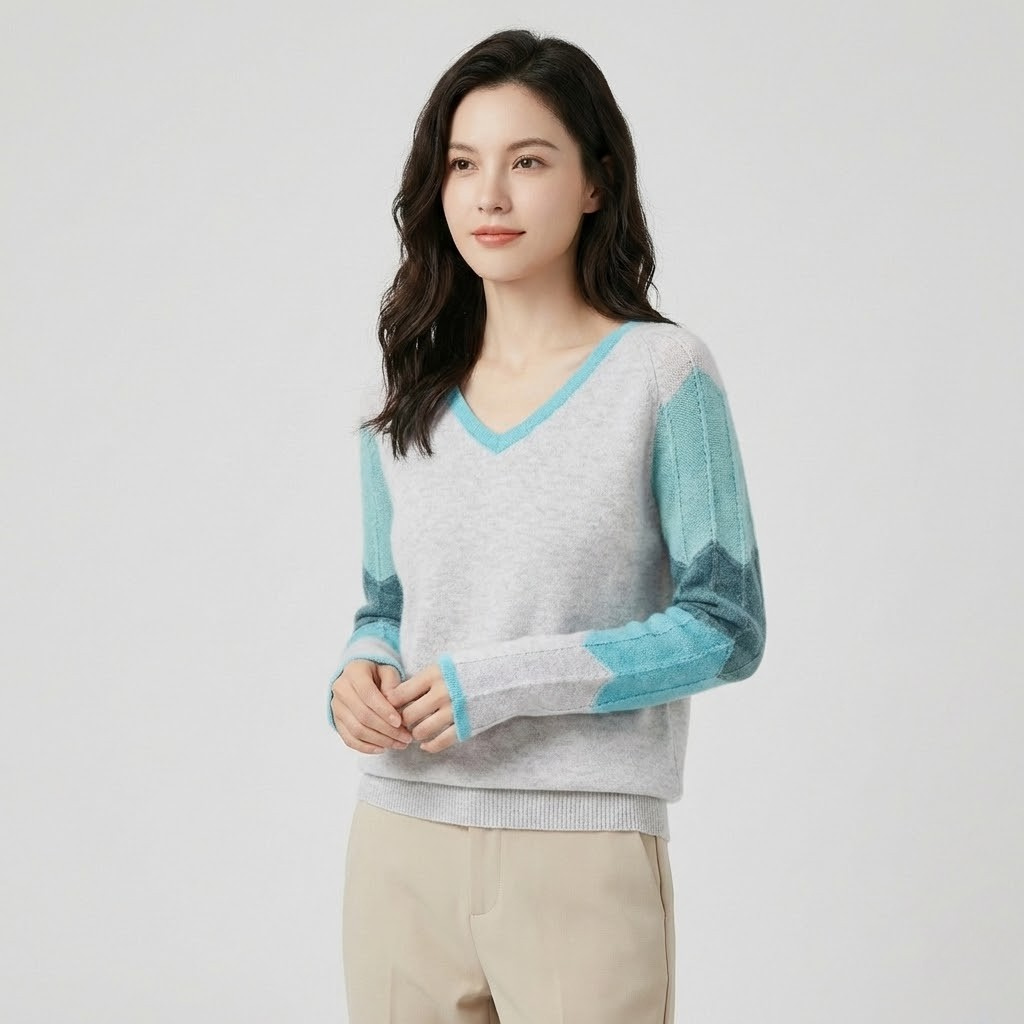 Camisola em malha suave | Corte descontraído | Padrão geométrico multicolor