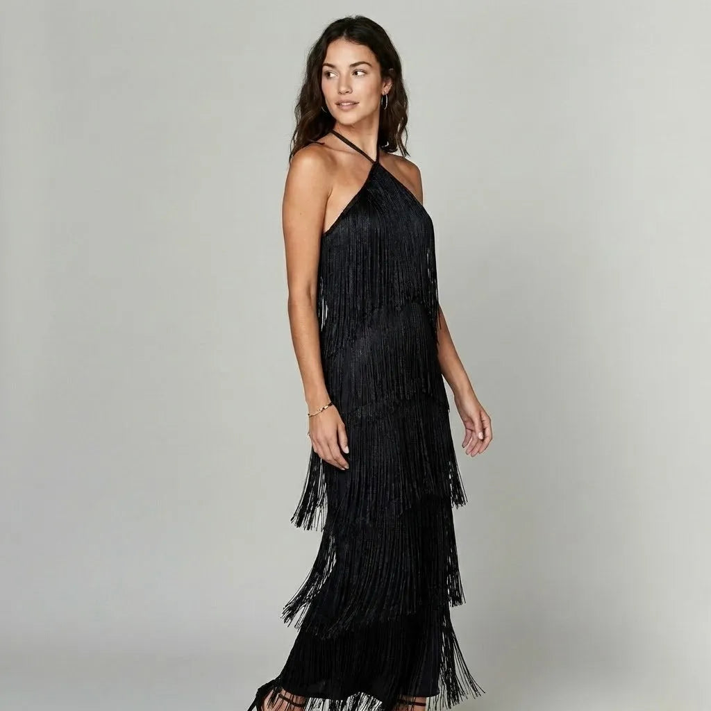 Vestido Midi Plissado | Decote Halter | Cetim