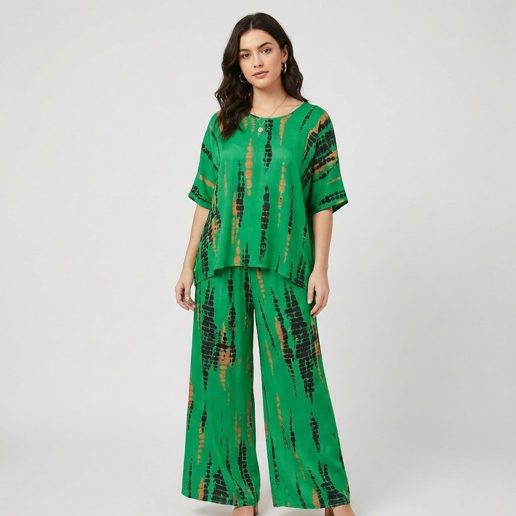 Conjunto fluido com estampado gráfico | Corte solto | Conforto elegante