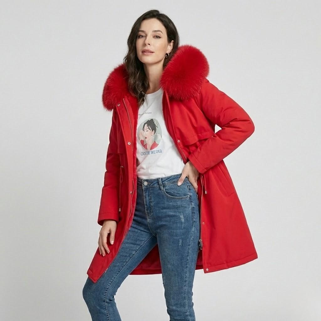 Parka acolchoada longa com capuz | Corte confortável | Estilo urbano de inverno