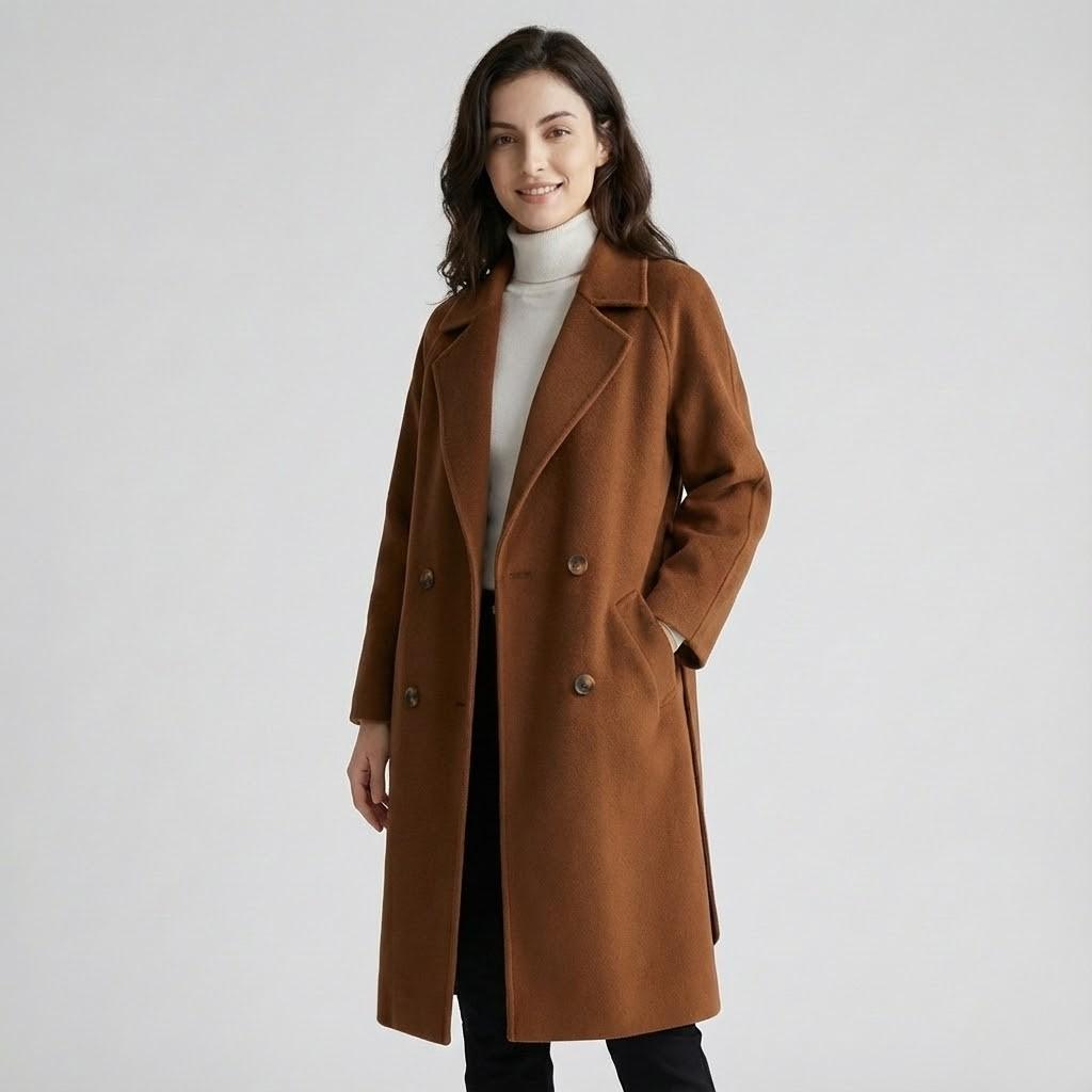 Casaco longo estruturado em mistura de lã | Corte amplo | Elegância urbana intemporal