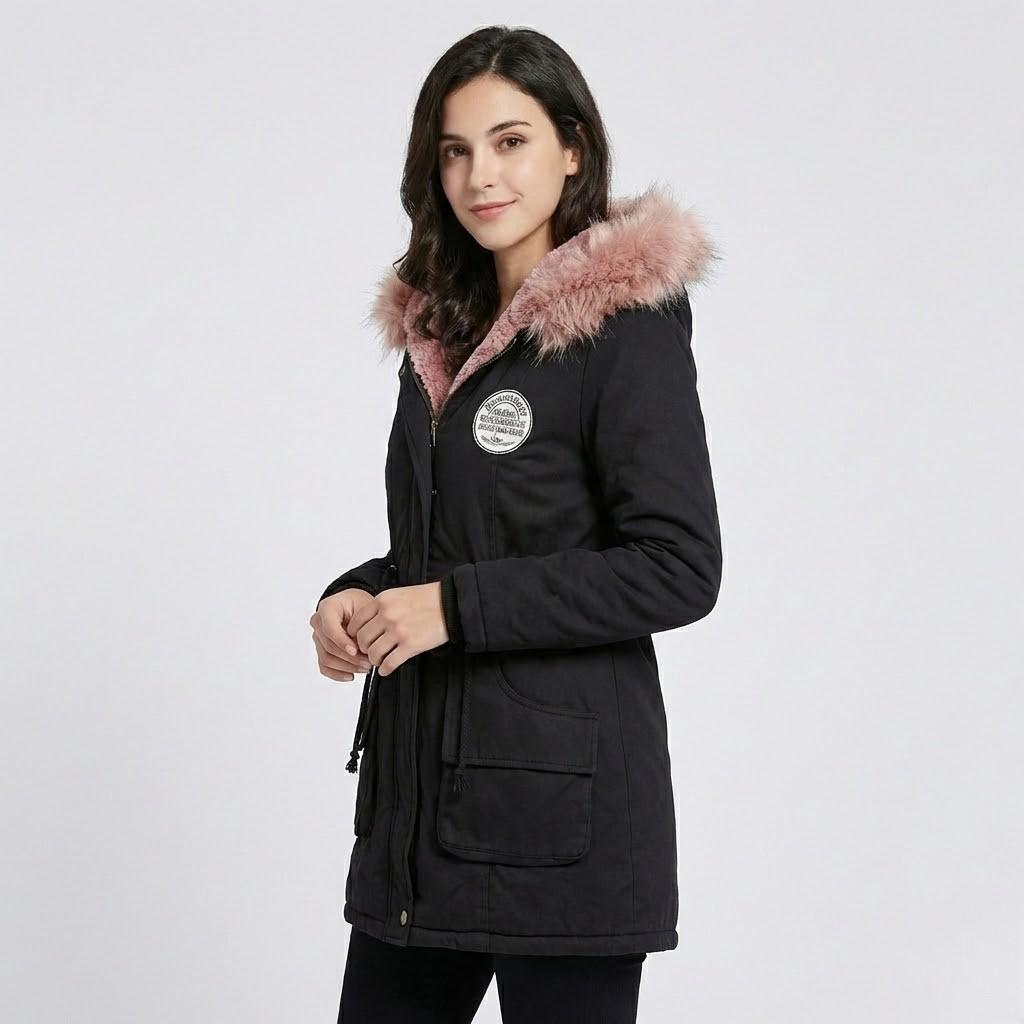 Parka feminina forrada com capuz | Corte ajustável | Conforto urbano de inverno