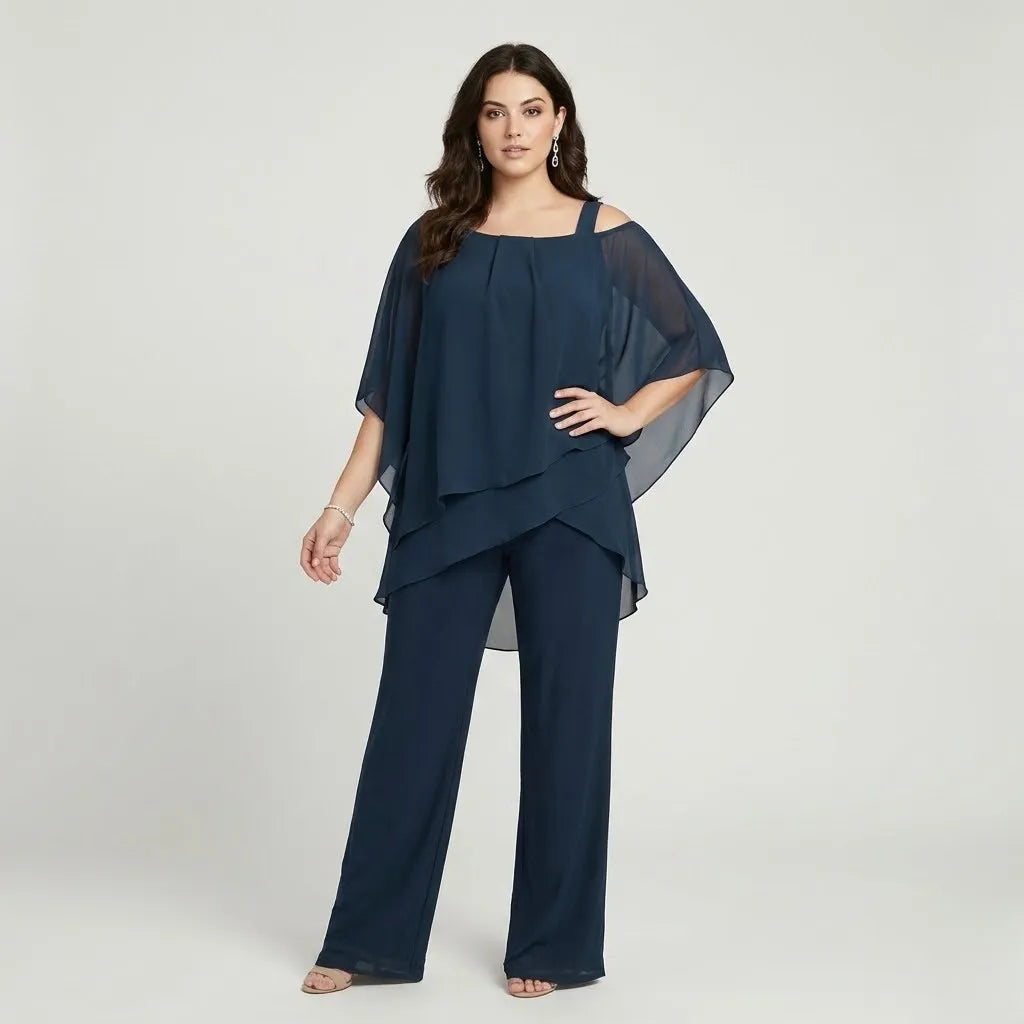 Conjunto fluido com sobreposição leve | Corte elegante | Sofisticação contemporânea