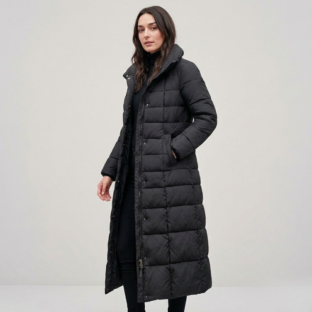 Casaco acolchoado longo com cinto | Corte cintado | Inverno elegante