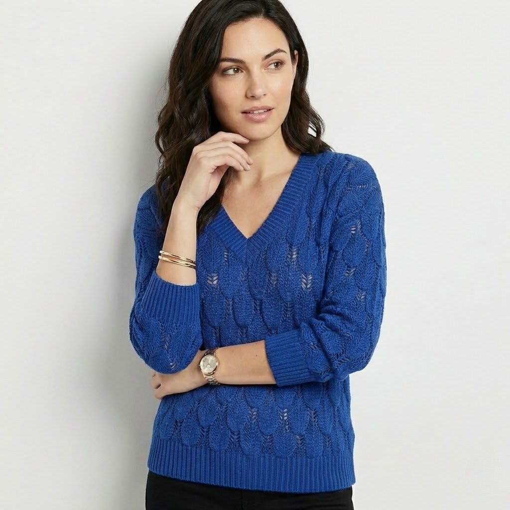 Camisola de malha trabalhada em algodão e lã | Corte solto | Elegância casual contemporânea