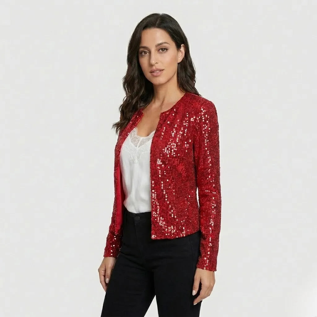 Blazer curto com brilho subtil | Corte ajustado | Elegância sofisticada para ocasiões especiais