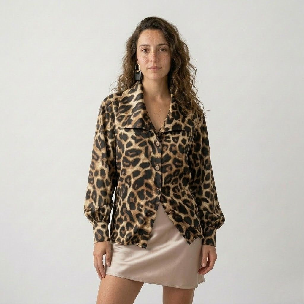 Blusa Oversized com Botões Frontais e Estrutura Leve