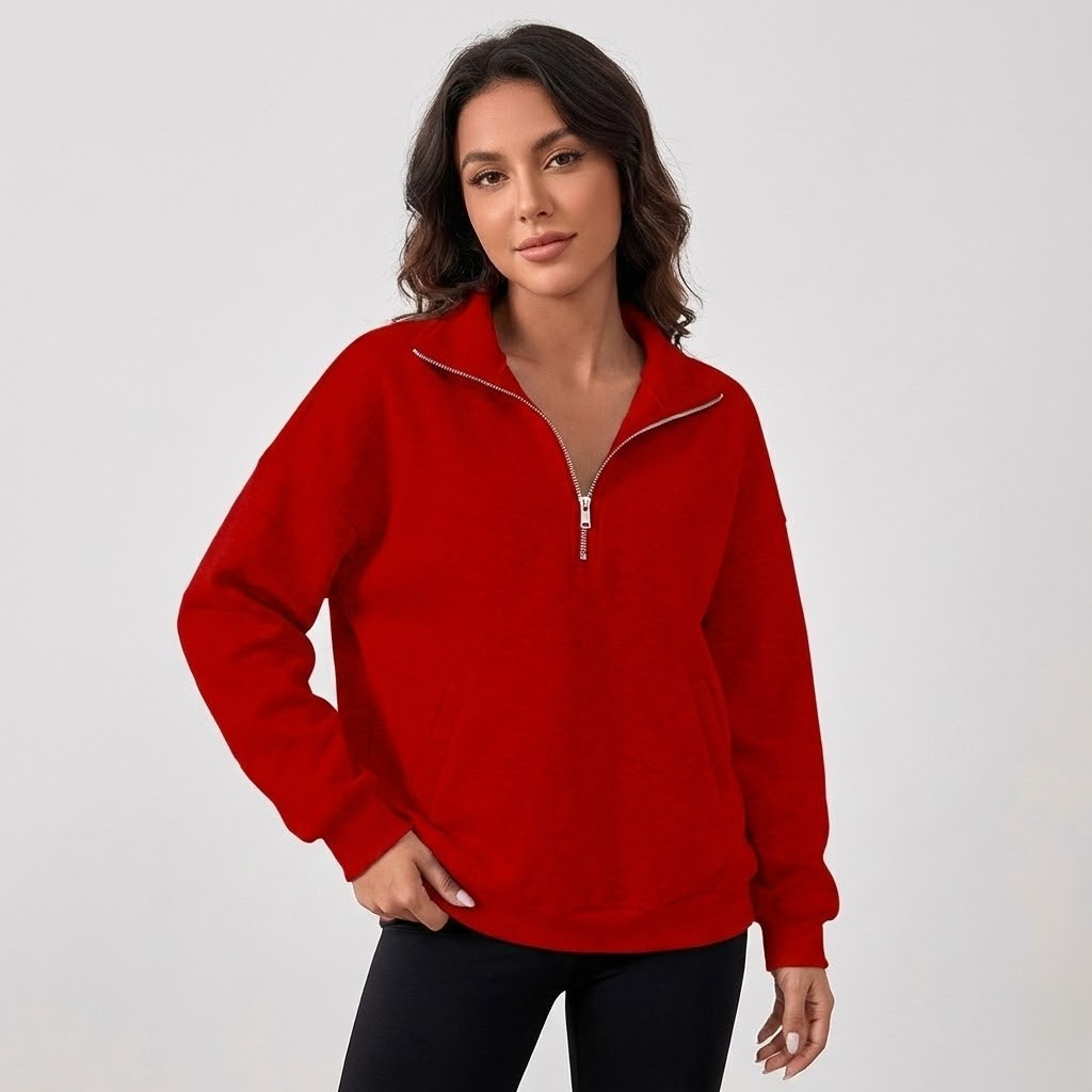 Sweatshirt de meia-gola em mistura de algodão | Corte descontraído | Essencial urbano