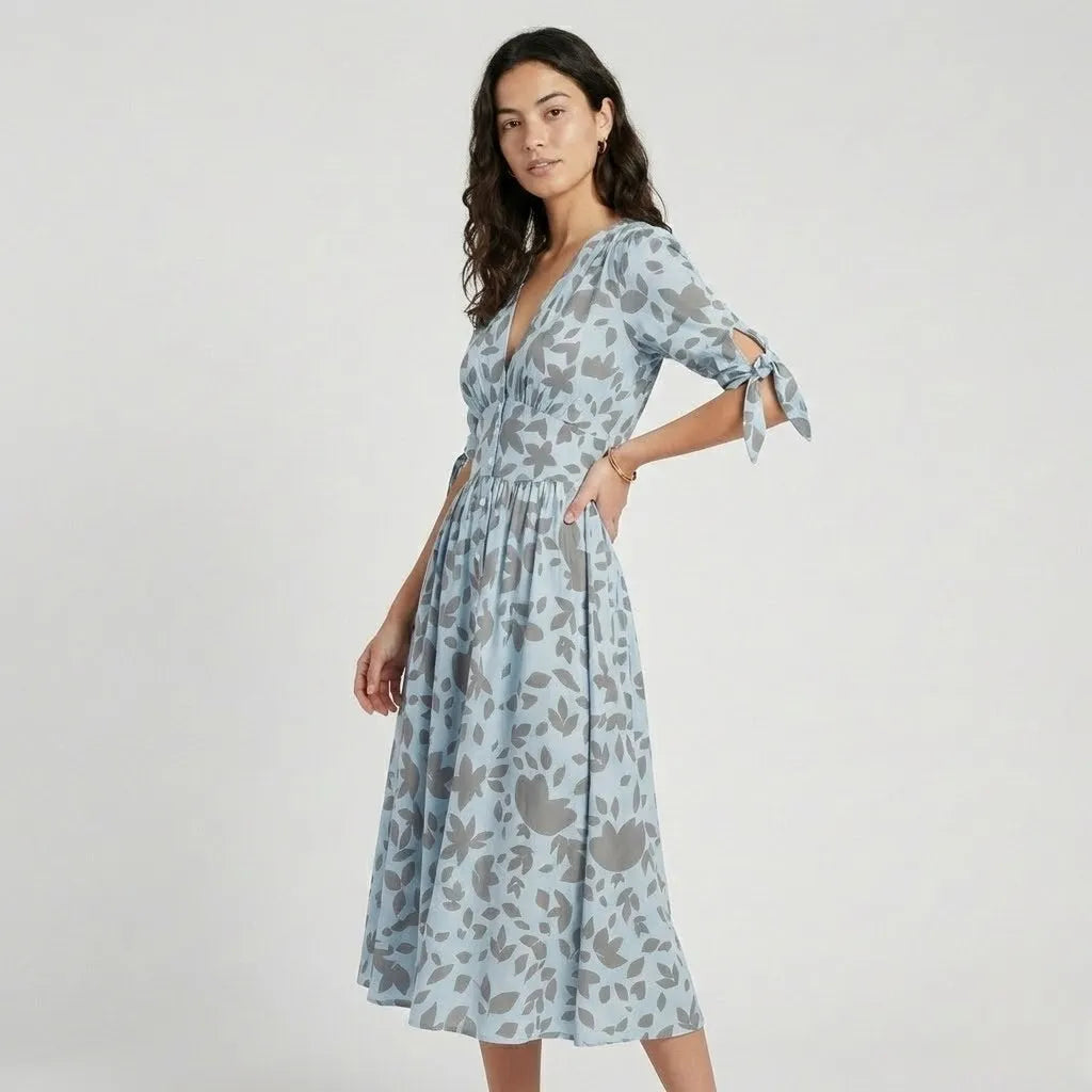 Vestido Midi Fluido | Estampado Floral | Viscose