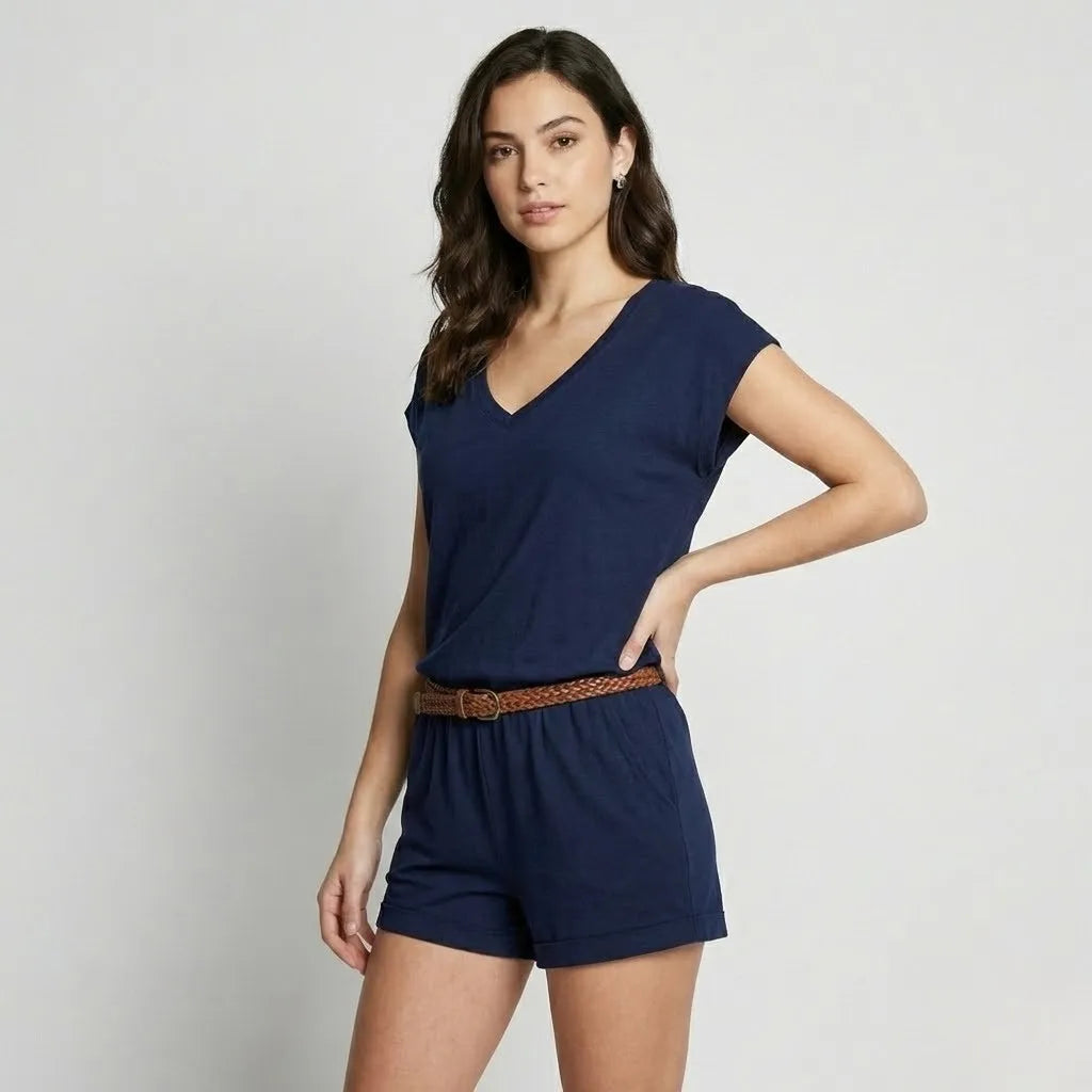 Romper casual em tecido fluido | Corte descontraído | Estilo leve de verão