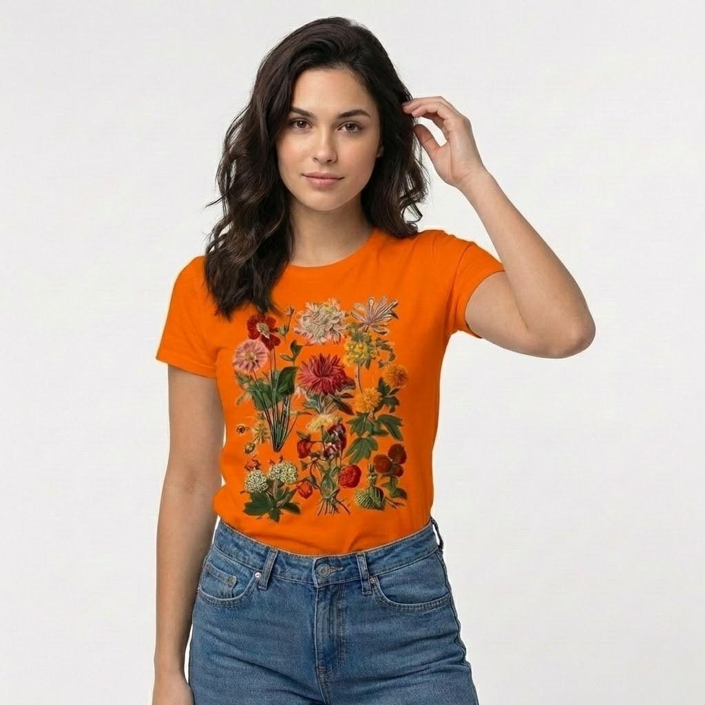 T-shirt em algodão suave | Corte descontraído | Estampado floral artístico