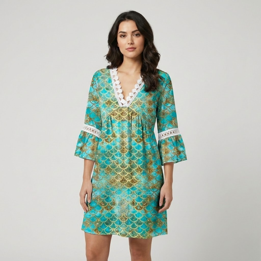 Vestido leve em algodão bordado | Corte solto | Elegância fresca para o dia