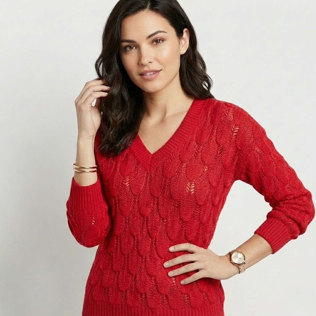 Camisola de malha trabalhada em algodão e lã | Corte solto | Elegância casual contemporânea