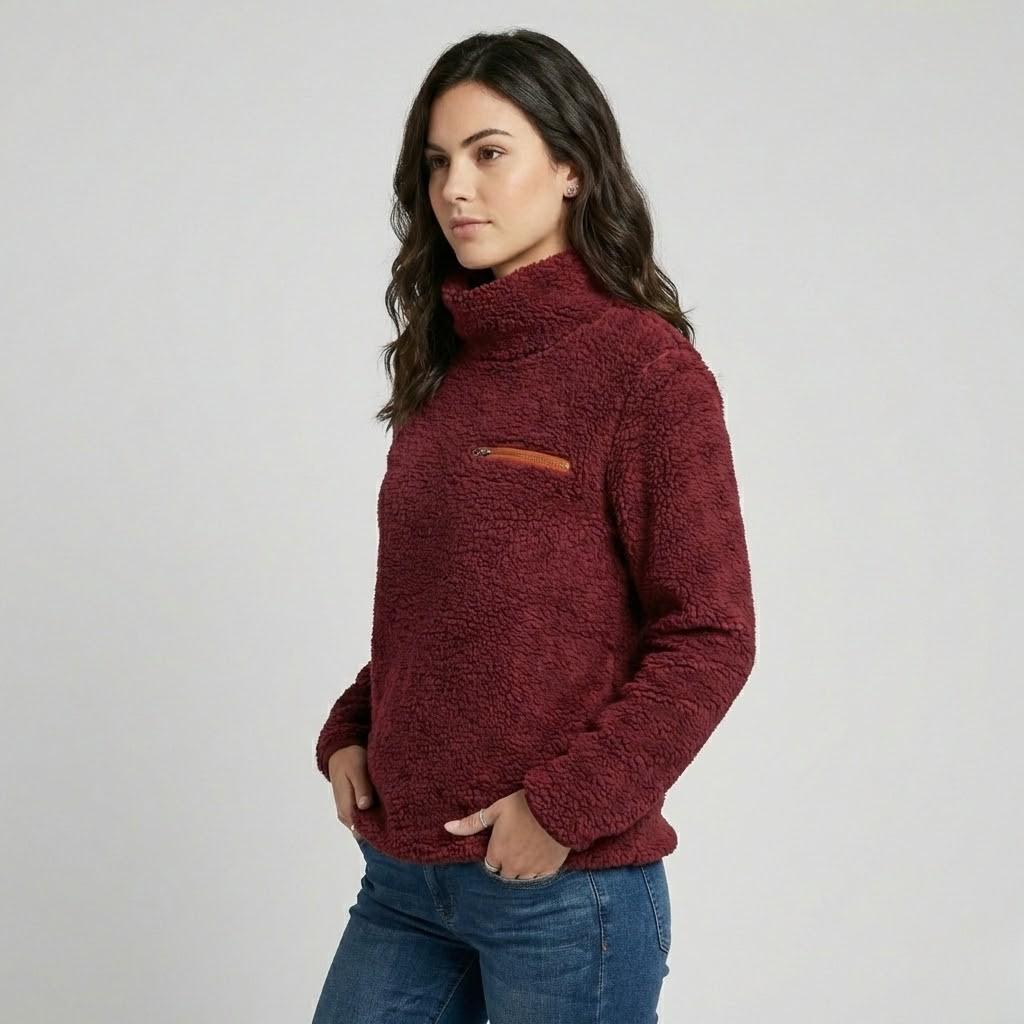 Camisola polar de textura suave | Corte confortável | Bolso com fecho discreto
