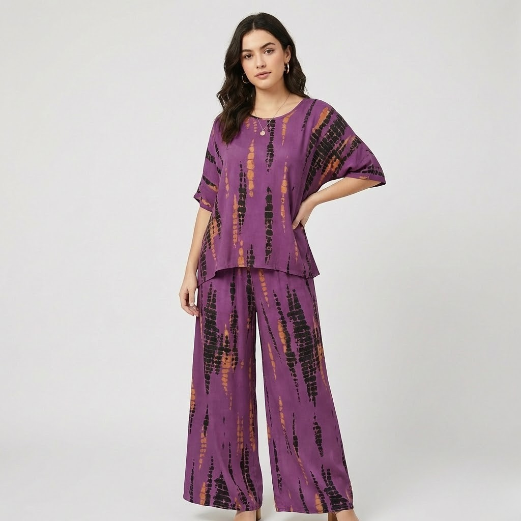 Conjunto fluido com estampado gráfico | Corte solto | Conforto elegante