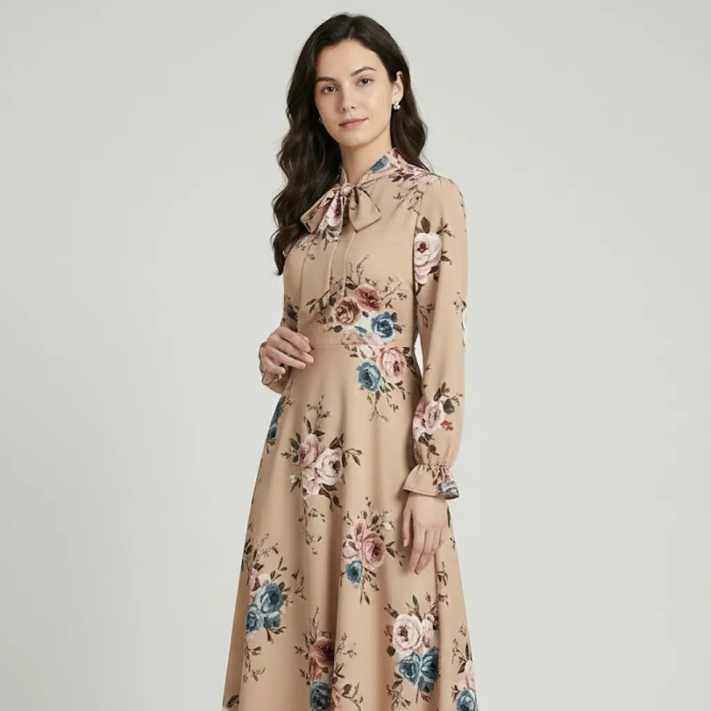 Vestido Midi Fluido Estampado | Corte Evasé | Chiffon