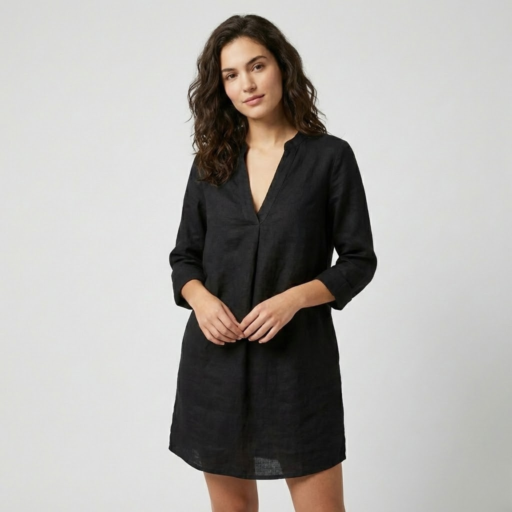 Vestido fluido em linho suave | Corte solto | Elegância natural de verão