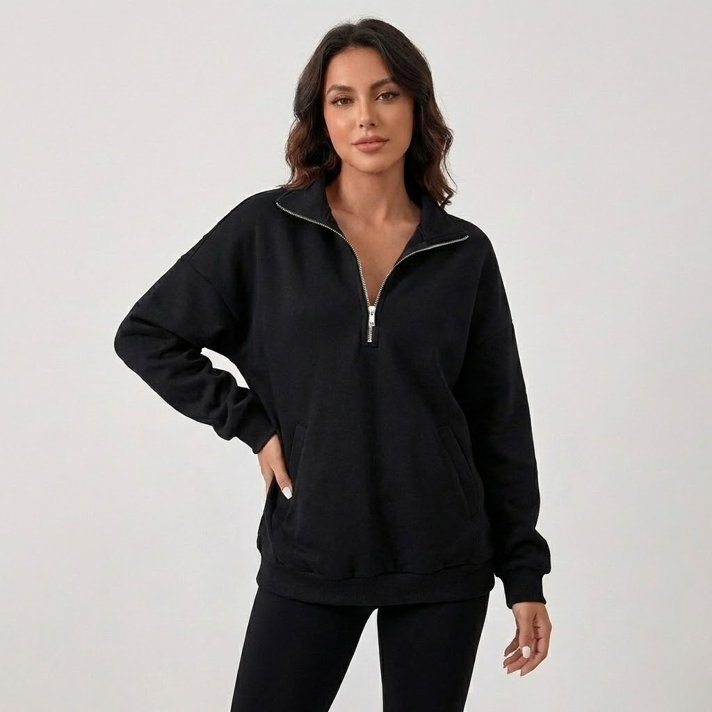 Sweatshirt de meia-gola em mistura de algodão | Corte descontraído | Essencial urbano