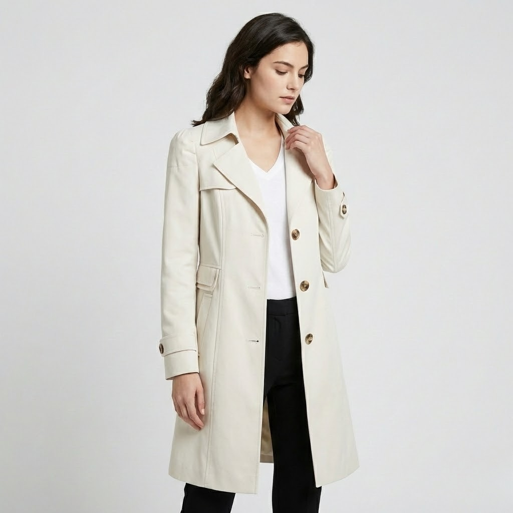 Trench coat elegante em mistura de algodão | Corte cintado | Estilo urbano clássico