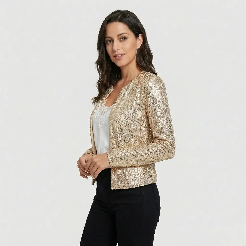 Blazer curto com brilho subtil | Corte ajustado | Elegância sofisticada para ocasiões especiais