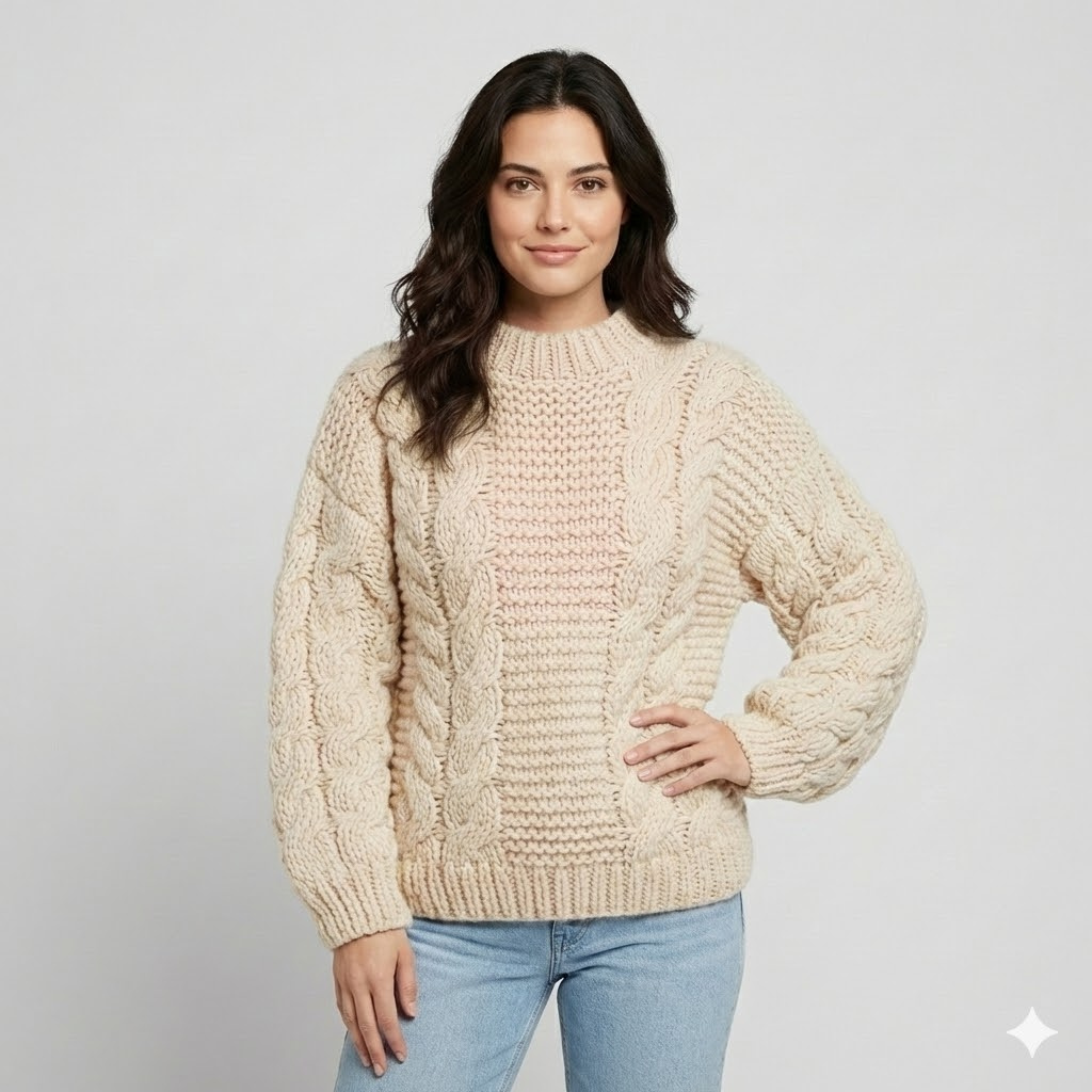 Camisola de malha volumosa com tranças | Corte oversized | Expressão contemporânea