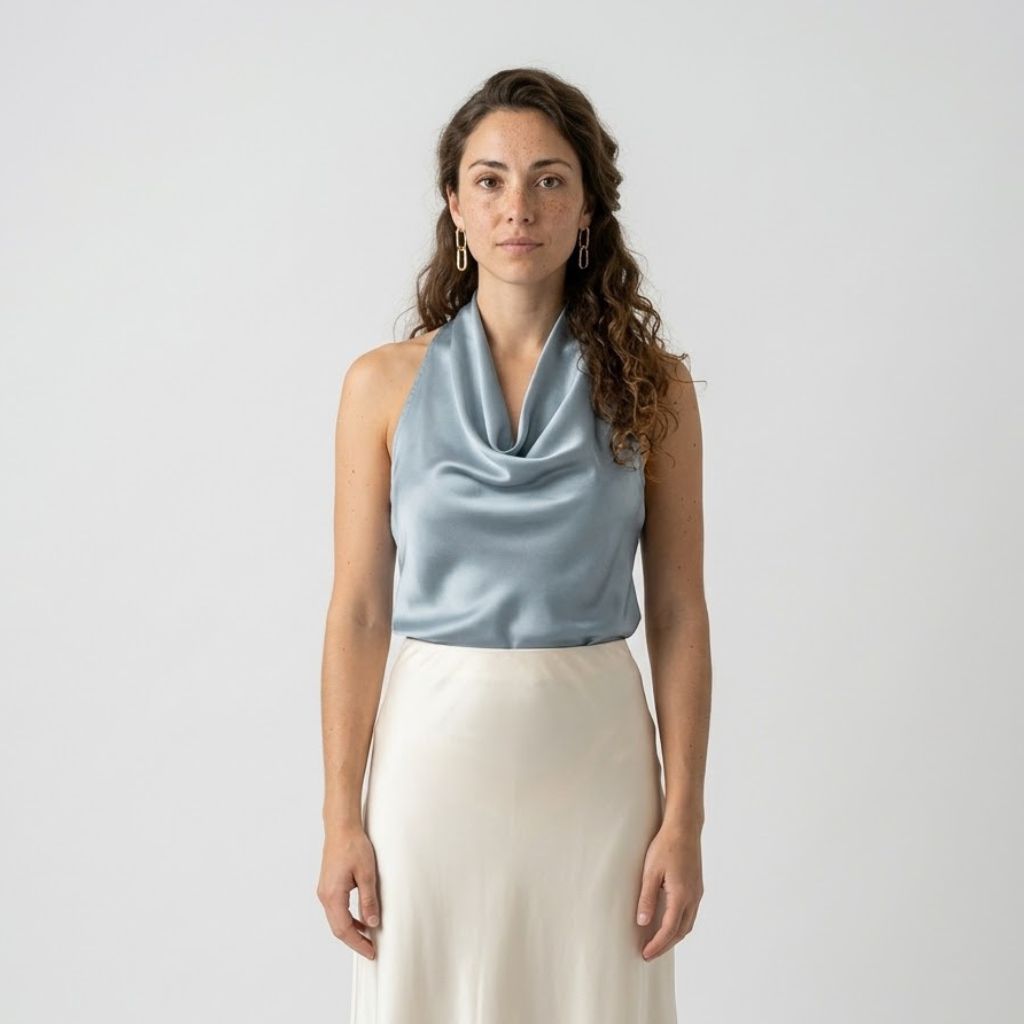 Top Fluido com Decote Drapeado e Corte Elegante Sem Mangas